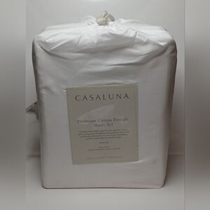 Casaluna Premium Cotton Percale Sheet Set - White - Queen Size NWT